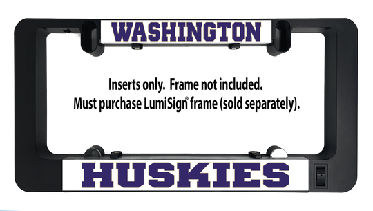 Washington Huskies LumiSign insert showing WASHINGTON and HUSKIES text, inserts-only note
