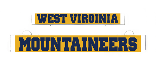 LumiSign inserts: West Virginia and Mountaineers blue-and-yellow logo panels