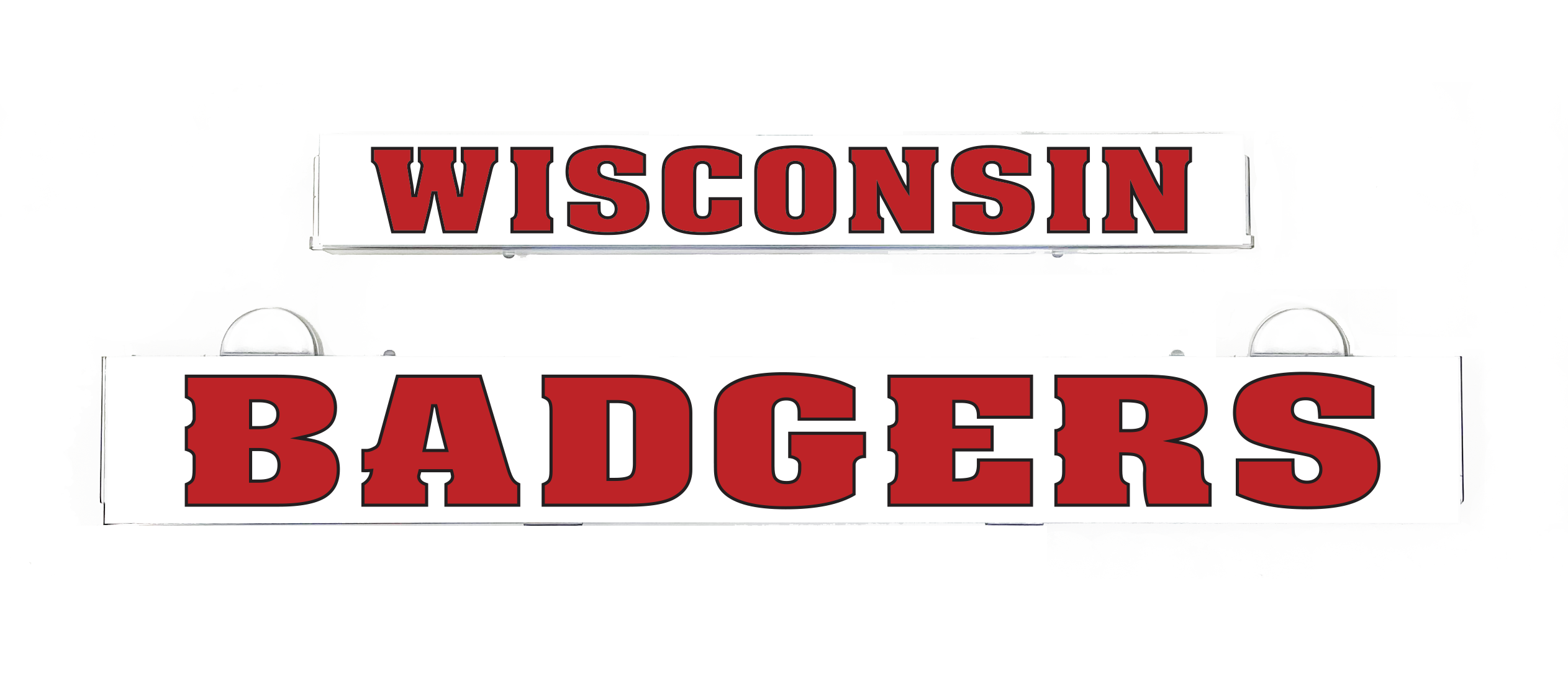 LumiSign Wisconsin Badgers inserts with red and white WISCONSIN and BADGERS text