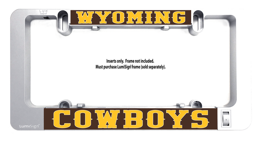 LuminSign insert with Wyoming and Cowboys banner text, frame not included