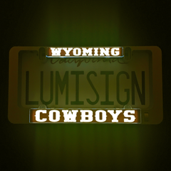 LuminSign insert showing glowing Wyoming and Cowboys text