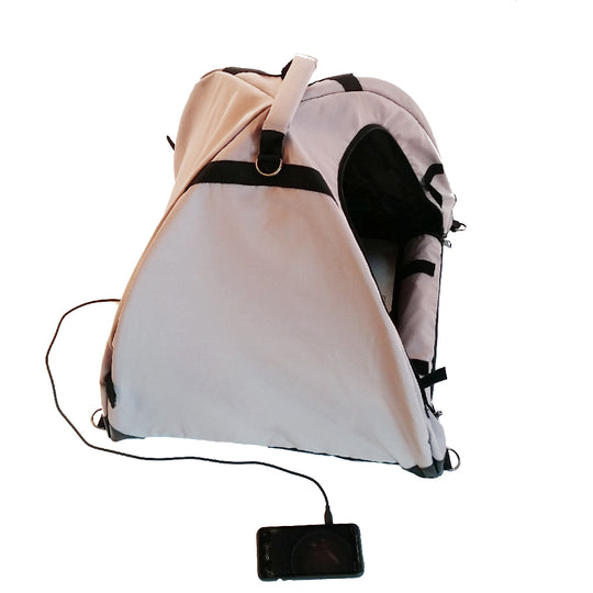 Portable laptop tent with carry bag, light gray panels and black trim
